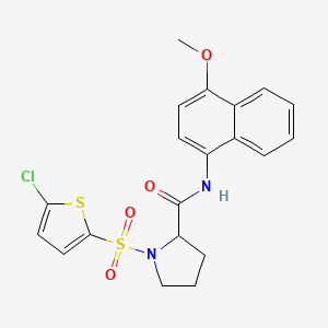 molecular formula C20H19ClN2O4S2 B2374425 1-((5-chlorothiophen-2-yl)sulfonyl)-N-(4-methoxynaphthalen-1-yl)pyrrolidine-2-carboxamide CAS No. 1098645-35-2