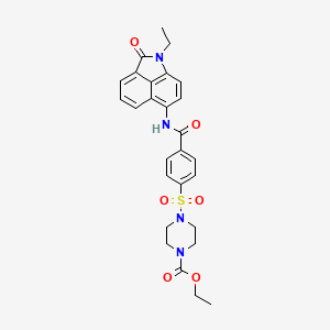 molecular formula C27H28N4O6S B2374433 Ethyl 4-((4-((1-ethyl-2-oxo-1,2-dihydrobenzo[cd]indol-6-yl)carbamoyl)phenyl)sulfonyl)piperazine-1-carboxylate CAS No. 477557-41-8