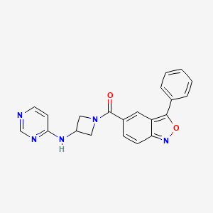 molecular formula C21H17N5O2 B2374435 N-[1-(3-phenyl-2,1-benzoxazole-5-carbonyl)azetidin-3-yl]pyrimidin-4-amine CAS No. 2097868-55-6