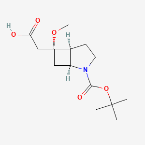 molecular formula C14H23NO5 B2374497 2-[(1S,5S,6R)-6-Methoxy-2-[(2-methylpropan-2-yl)oxycarbonyl]-2-azabicyclo[3.2.0]heptan-6-yl]acetic acid CAS No. 2470280-26-1