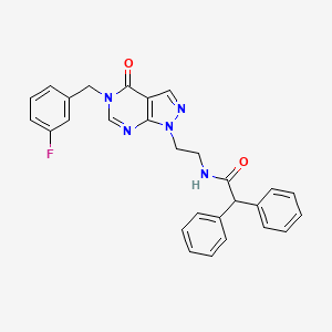 molecular formula C28H24FN5O2 B2374501 N-(2-(5-(3-fluorobenzyl)-4-oxo-4,5-dihydro-1H-pyrazolo[3,4-d]pyrimidin-1-yl)ethyl)-2,2-diphenylacetamide CAS No. 922048-02-0
