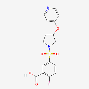 2-Fluoro-5-((3-(pyridin-4-yloxy)pyrrolidin-1-yl)sulfonyl)benzoic acid
