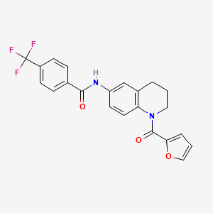 molecular formula C22H17F3N2O3 B2374525 N-[1-(furan-2-carbonyl)-1,2,3,4-tetrahydroquinolin-6-yl]-4-(trifluoromethyl)benzamide CAS No. 946289-10-7