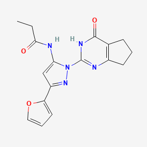 N-(3-(furan-2-yl)-1-(4-oxo-4,5,6,7-tetrahydro-3H-cyclopenta[d]pyrimidin-2-yl)-1H-pyrazol-5-yl)propionamide