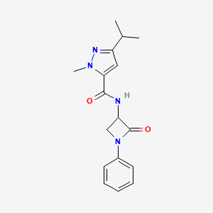2-Methyl-N-(2-oxo-1-phenylazetidin-3-yl)-5-propan-2-ylpyrazole-3-carboxamide