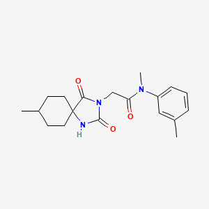 N-methyl-2-(8-methyl-2,4-dioxo-1,3-diazaspiro[4.5]dec-3-yl)-N-(3-methylphenyl)acetamide