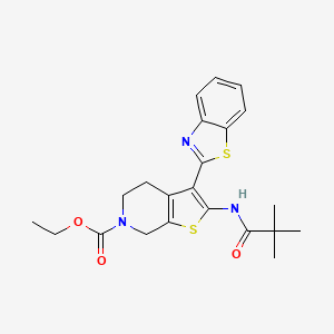 molecular formula C22H25N3O3S2 B2374545 ethyl 3-(benzo[d]thiazol-2-yl)-2-pivalamido-4,5-dihydrothieno[2,3-c]pyridine-6(7H)-carboxylate CAS No. 946236-64-2