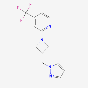 molecular formula C13H13F3N4 B2374548 2-{3-[(1H-pyrazol-1-yl)methyl]azetidin-1-yl}-4-(trifluoromethyl)pyridine CAS No. 2319723-46-9