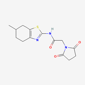 molecular formula C14H17N3O3S B2374550 2-(2,5-dioxopyrrolidin-1-yl)-N-(6-methyl-4,5,6,7-tetrahydro-1,3-benzothiazol-2-yl)acetamide CAS No. 476308-59-5
