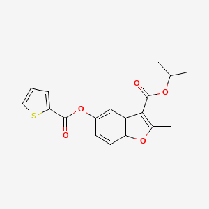 molecular formula C18H16O5S B2374554 Propan-2-yl 2-methyl-5-(thiophene-2-carbonyloxy)-1-benzofuran-3-carboxylate CAS No. 302952-36-9