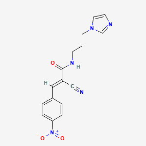 molecular formula C16H15N5O3 B2374578 (E)-2-cyano-N-(3-imidazol-1-ylpropyl)-3-(4-nitrophenyl)prop-2-enamide CAS No. 518350-76-0