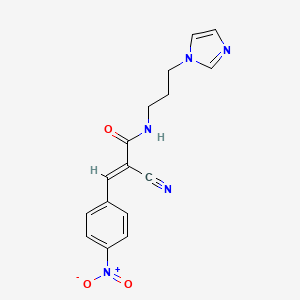 B2374578 (E)-2-cyano-N-(3-imidazol-1-ylpropyl)-3-(4-nitrophenyl)prop-2-enamide CAS No. 518350-76-0