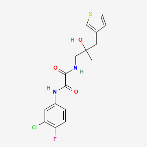 molecular formula C16H16ClFN2O3S B2374589 N'-(3-chloro-4-fluorophenyl)-N-{2-hydroxy-2-[(thiophen-3-yl)methyl]propyl}ethanediamide CAS No. 2097921-58-7