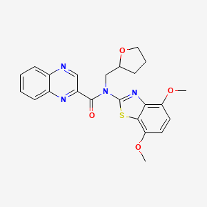 molecular formula C23H22N4O4S B2374594 N-(4,7-dimethoxybenzo[d]thiazol-2-yl)-N-((tetrahydrofuran-2-yl)methyl)quinoxaline-2-carboxamide CAS No. 1170650-16-4