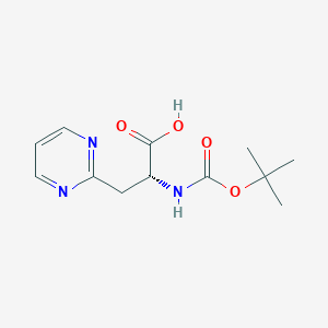 molecular formula C12H17N3O4 B2374606 (R)-2-((tert-Butoxycarbonyl)amino)-3-(pyrimidin-2-yl)propanoic acid CAS No. 2307753-39-3