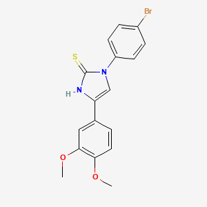 molecular formula C17H15BrN2O2S B2374614 3-(4-bromophenyl)-5-(3,4-dimethoxyphenyl)-1H-imidazole-2-thione CAS No. 866346-40-9