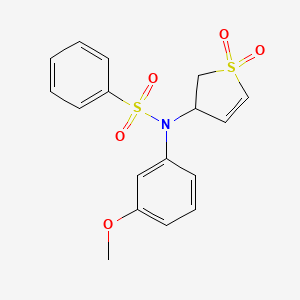molecular formula C17H17NO5S2 B2374621 N-(1,1-dioxido-2,3-dihydrothiophen-3-yl)-N-(3-methoxyphenyl)benzenesulfonamide CAS No. 327067-33-4