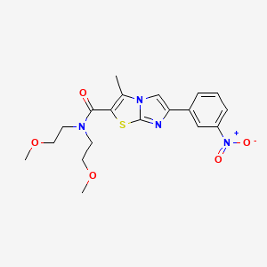 molecular formula C19H22N4O5S B2374623 N,N-bis(2-methoxyethyl)-3-methyl-6-(3-nitrophenyl)imidazo[2,1-b][1,3]thiazole-2-carboxamide CAS No. 852135-22-9