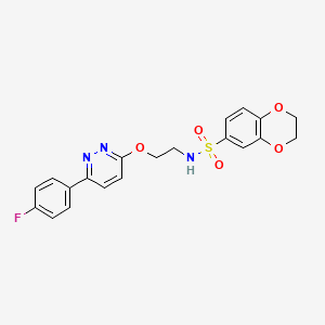 molecular formula C20H18FN3O5S B2374630 N-(2-((6-(4-fluorophenyl)pyridazin-3-yl)oxy)ethyl)-2,3-dihydrobenzo[b][1,4]dioxine-6-sulfonamide CAS No. 920256-40-2