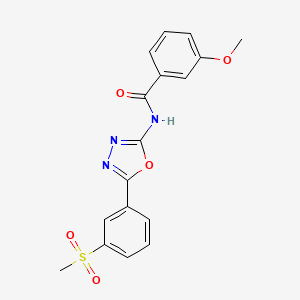 molecular formula C17H15N3O5S B2374633 3-methoxy-N-[5-(3-methylsulfonylphenyl)-1,3,4-oxadiazol-2-yl]benzamide CAS No. 886927-81-7