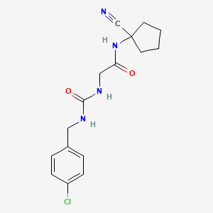 molecular formula C16H19ClN4O2 B2374673 2-[(4-Chlorophenyl)methylcarbamoylamino]-N-(1-cyanocyclopentyl)acetamide CAS No. 1436083-55-4