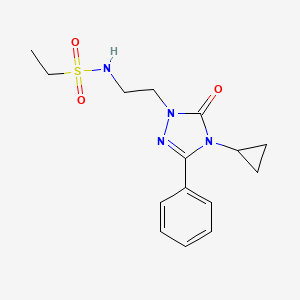 molecular formula C15H20N4O3S B2374718 N-(2-(4-cyclopropyl-5-oxo-3-phenyl-4,5-dihydro-1H-1,2,4-triazol-1-yl)ethyl)ethanesulfonamide CAS No. 2178772-00-2