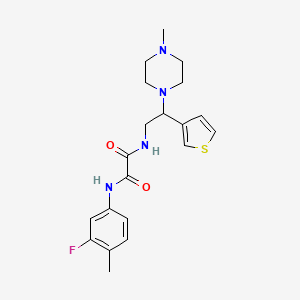 molecular formula C20H25FN4O2S B2374727 N1-(3-fluoro-4-methylphenyl)-N2-(2-(4-methylpiperazin-1-yl)-2-(thiophen-3-yl)ethyl)oxalamide CAS No. 946200-31-3