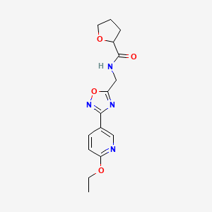 molecular formula C15H18N4O4 B2374738 N-((3-(6-ethoxypyridin-3-yl)-1,2,4-oxadiazol-5-yl)methyl)tetrahydrofuran-2-carboxamide CAS No. 1904227-76-4