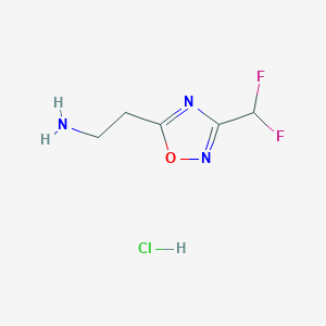 molecular formula C5H8ClF2N3O B2374750 2-[3-(Difluoromethyl)-1,2,4-oxadiazol-5-yl]ethanamine;hydrochloride CAS No. 2418682-83-2