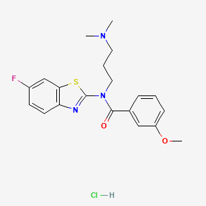 molecular formula C20H23ClFN3O2S B2374787 N-(3-(dimethylamino)propyl)-N-(6-fluorobenzo[d]thiazol-2-yl)-3-methoxybenzamide hydrochloride CAS No. 1217060-34-8