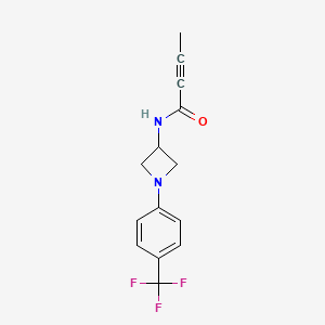molecular formula C14H13F3N2O B2374789 N-[1-[4-(Trifluoromethyl)phenyl]azetidin-3-yl]but-2-ynamide CAS No. 2411305-33-2