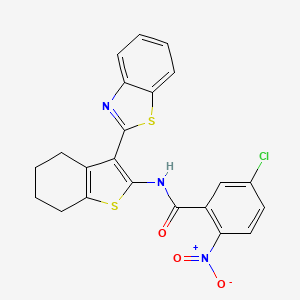 molecular formula C22H16ClN3O3S2 B2374793 N-[3-(1,3-benzothiazol-2-yl)-4,5,6,7-tetrahydro-1-benzothiophen-2-yl]-5-chloro-2-nitrobenzamide CAS No. 313395-75-4