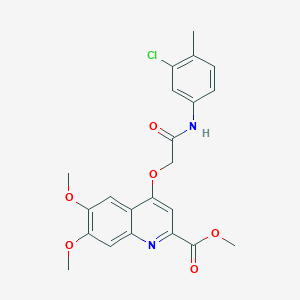 molecular formula C22H21ClN2O6 B2374795 METHYL 4-{[(3-CHLORO-4-METHYLPHENYL)CARBAMOYL]METHOXY}-6,7-DIMETHOXYQUINOLINE-2-CARBOXYLATE CAS No. 1358310-81-2