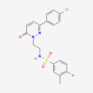 molecular formula C19H17ClFN3O3S B2374805 N-(2-(3-(4-chlorophenyl)-6-oxopyridazin-1(6H)-yl)ethyl)-4-fluoro-3-methylbenzenesulfonamide CAS No. 921555-03-5