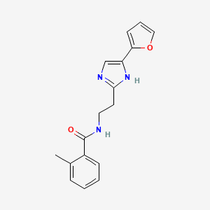 molecular formula C17H17N3O2 B2374807 N-(2-(4-(furan-2-yl)-1H-imidazol-2-yl)ethyl)-2-methylbenzamide CAS No. 1421455-85-7