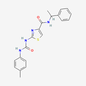 molecular formula C20H20N4O2S B2374813 N-(1-phenylethyl)-2-(3-(p-tolyl)ureido)thiazole-4-carboxamide CAS No. 955684-40-9