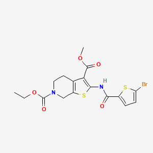 molecular formula C17H17BrN2O5S2 B2374868 6-ethyl 3-methyl 2-(5-bromothiophene-2-carboxamido)-4,5-dihydrothieno[2,3-c]pyridine-3,6(7H)-dicarboxylate CAS No. 864926-18-1