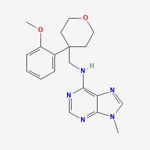 molecular formula C19H23N5O2 B2374903 N-[[4-(2-Methoxyphenyl)oxan-4-yl]methyl]-9-methylpurin-6-amine CAS No. 2380056-80-2