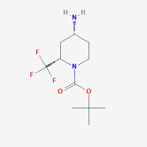 molecular formula C11H19F3N2O2 B2374910 rac-tert-butyl (2R,4S)-4-amino-2-(trifluoromethyl)piperidine-1-carboxylate CAS No. 2567489-19-2