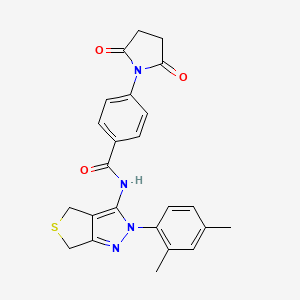 molecular formula C24H22N4O3S B2374914 N-(2-(2,4-dimethylphenyl)-4,6-dihydro-2H-thieno[3,4-c]pyrazol-3-yl)-4-(2,5-dioxopyrrolidin-1-yl)benzamide CAS No. 396722-72-8