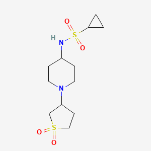 molecular formula C12H22N2O4S2 B2374925 N-(1-(1,1-dioxidotetrahydrothiophen-3-yl)piperidin-4-yl)cyclopropanesulfonamide CAS No. 2034336-13-3