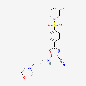 2-(4-((3-Methylpiperidin-1-yl)sulfonyl)phenyl)-5-((3-morpholinopropyl)amino)oxazole-4-carbonitrile