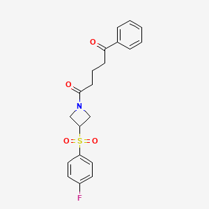 B2374931 1-(3-((4-Fluorophenyl)sulfonyl)azetidin-1-yl)-5-phenylpentane-1,5-dione CAS No. 1797688-99-3