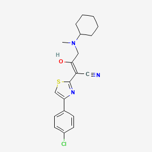 (E)-2-(4-(4-chlorophenyl)thiazol-2(3H)-ylidene)-4-(cyclohexyl(methyl)amino)-3-oxobutanenitrile