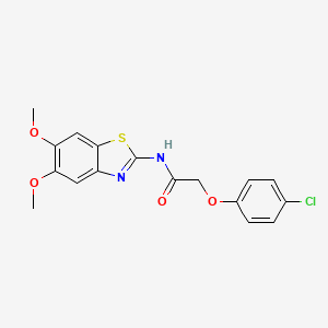 molecular formula C17H15ClN2O4S B2374958 2-(4-chlorophenoxy)-N-(5,6-dimethoxy-1,3-benzothiazol-2-yl)acetamide CAS No. 897620-51-8