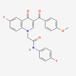 2-[6-fluoro-3-(4-methoxybenzoyl)-4-oxoquinolin-1-yl]-N-(4-fluorophenyl)acetamide