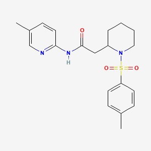 molecular formula C20H25N3O3S B2374997 N-(5-methylpyridin-2-yl)-2-(1-tosylpiperidin-2-yl)acetamide CAS No. 1021074-23-6
