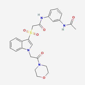molecular formula C24H26N4O6S B2375021 N-(3-acetamidophenyl)-2-((1-(2-morpholino-2-oxoethyl)-1H-indol-3-yl)sulfonyl)acetamide CAS No. 878058-03-8