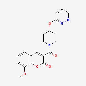 molecular formula C20H19N3O5 B2375043 8-methoxy-3-(4-(pyridazin-3-yloxy)piperidine-1-carbonyl)-2H-chromen-2-one CAS No. 1797128-20-1