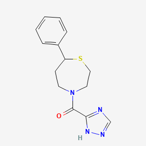 molecular formula C14H16N4OS B2375045 (7-phenyl-1,4-thiazepan-4-yl)(1H-1,2,4-triazol-5-yl)methanone CAS No. 1705251-67-7